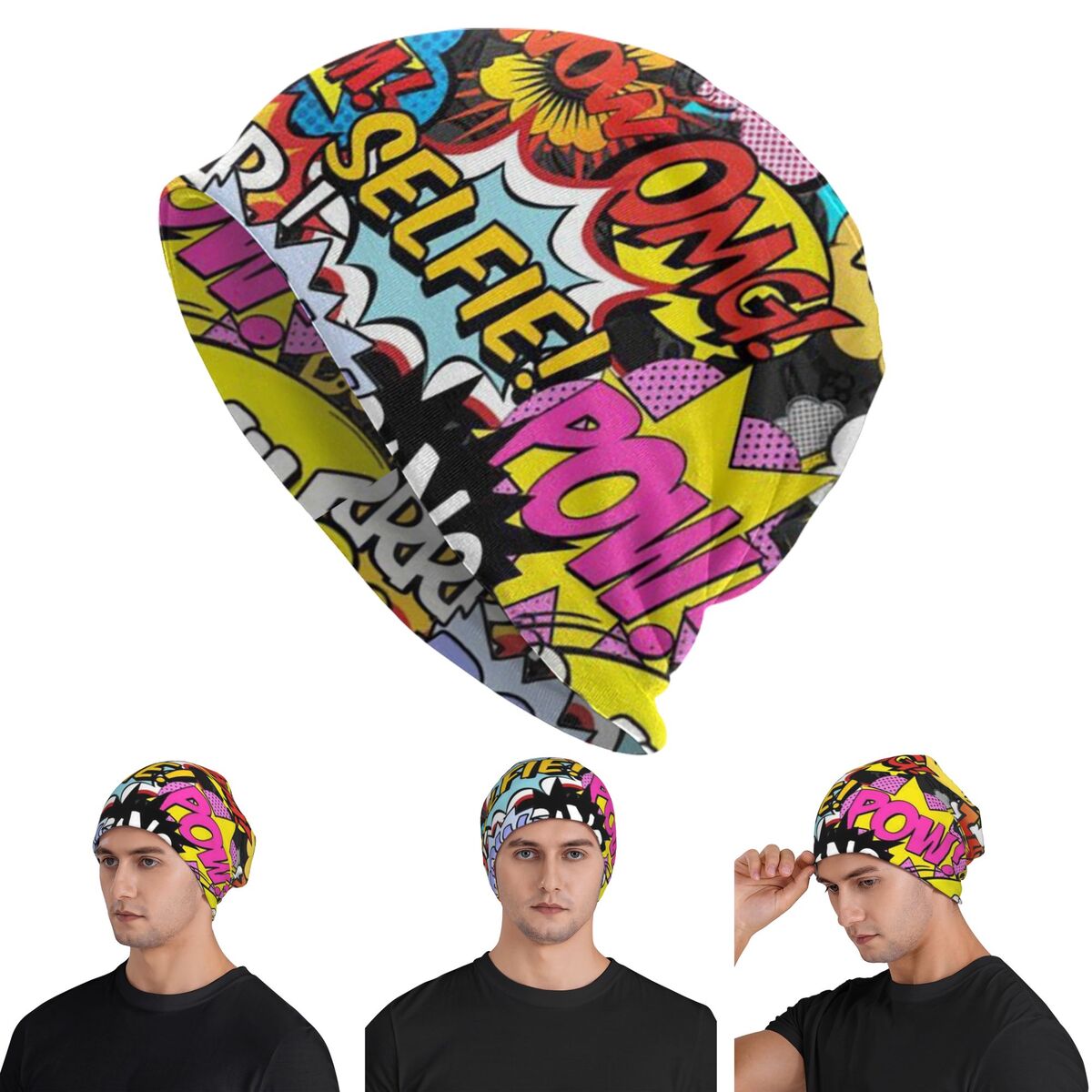Street Fashion Graffiti - Bonnet tricoté chaud unisexe pour adulte,