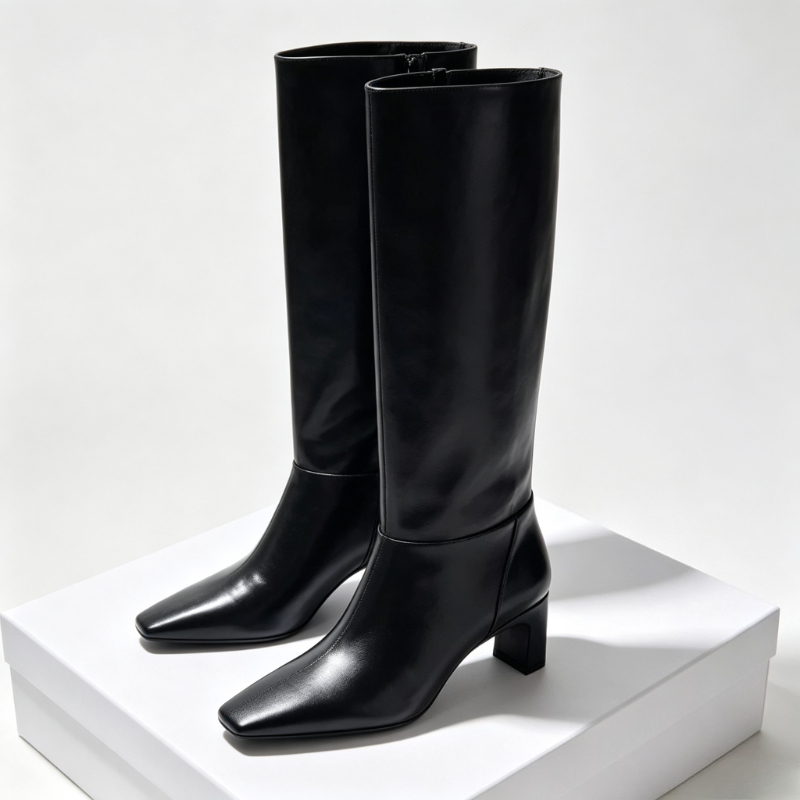 Street Fashion Designer - Bottes longues en cuir à talons