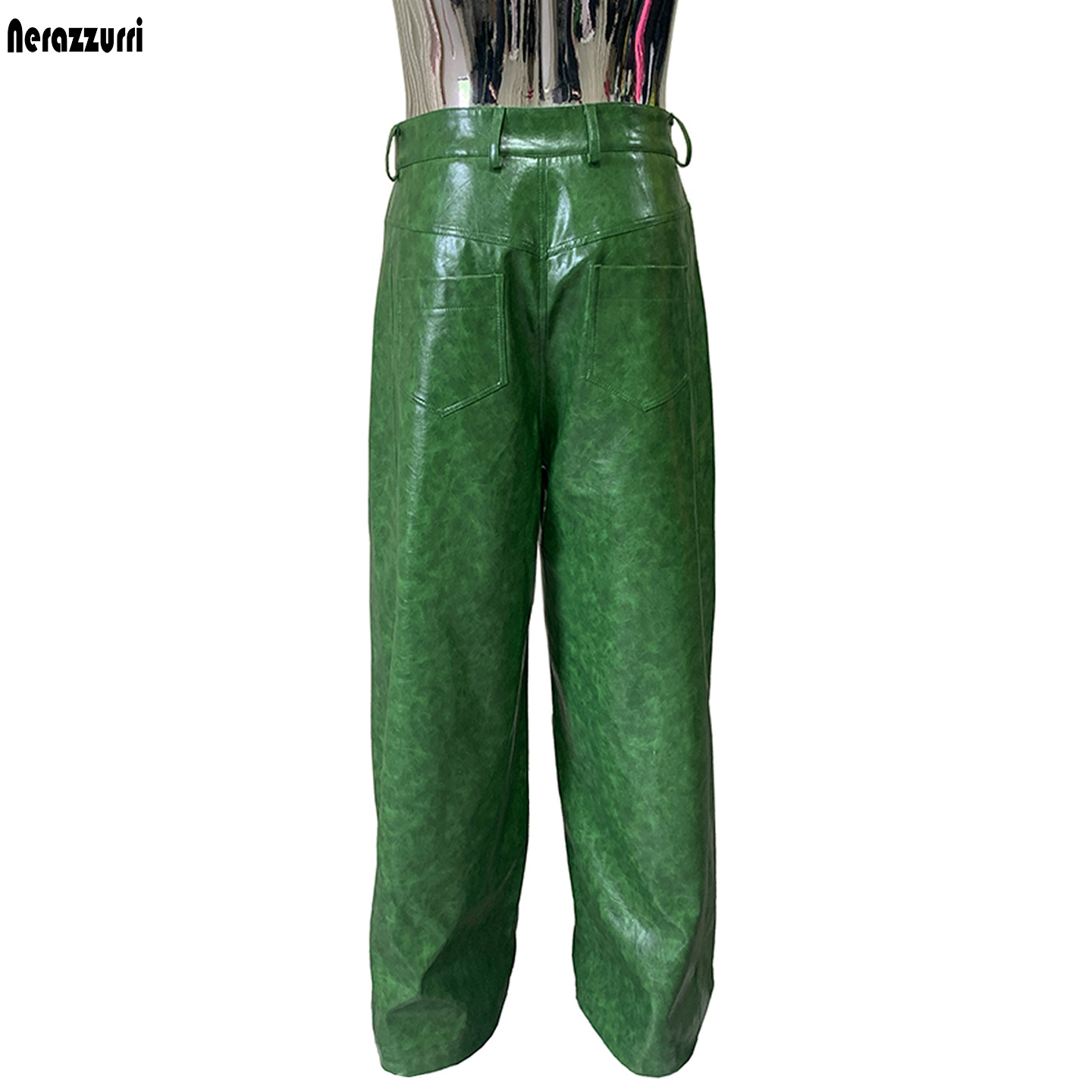 Street Fashion Baggy - Pantalon large imperméable vert brillant en