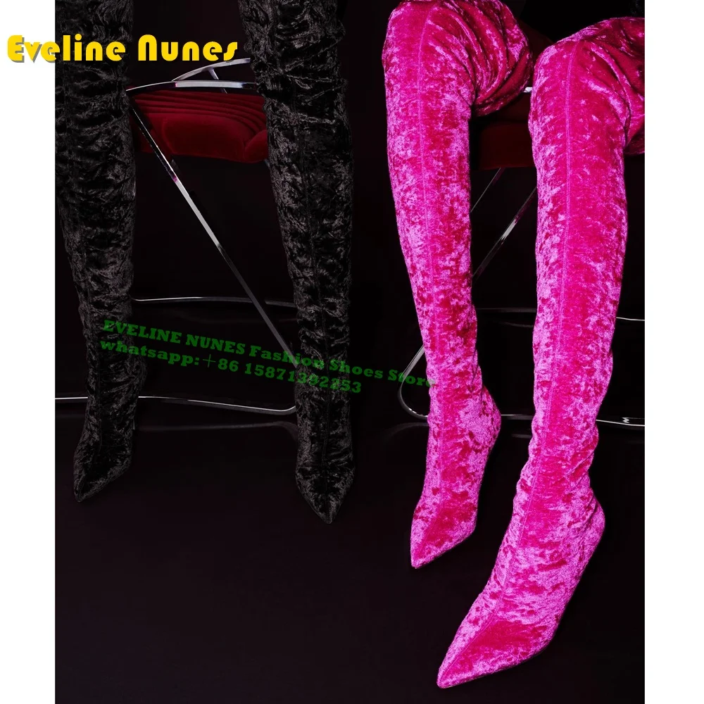 Street Fashion Plus Size - Bottes en flanelle magenta à enfiler