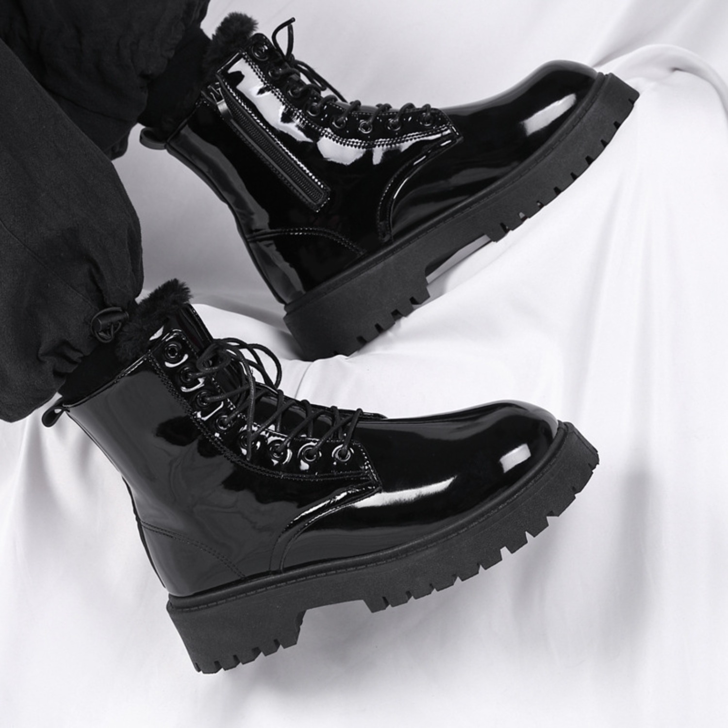 Bottes hautes en peluche chaud - Street Fashion Plus Size avis et prix