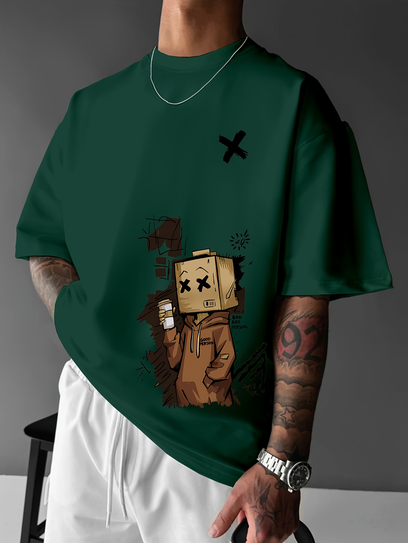 T-shirt col rond pour hommes,  - Street Fashion Graffiti avis et prix
