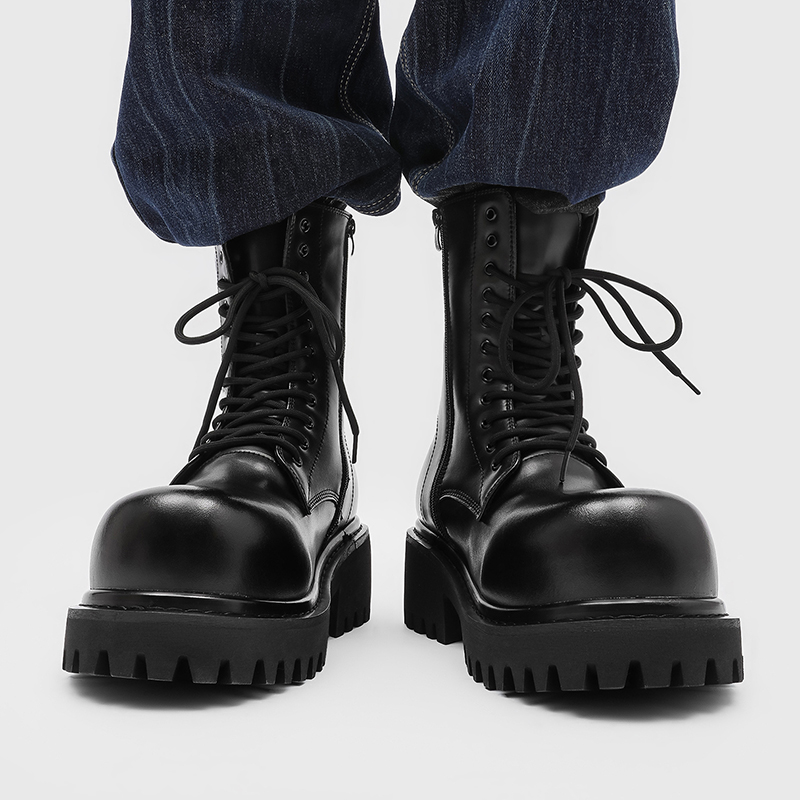 Bottes en cuir montantes unise - Street Fashion Plus Size avis et prix