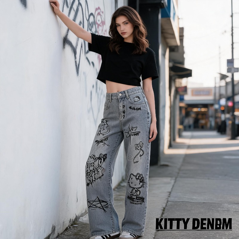 Jeans décontractés pour femme  - Street Fashion Graffiti avis et prix
