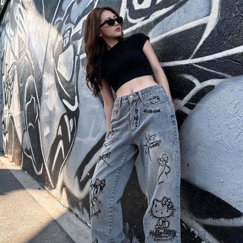 Jeans décontractés pour femme  - Street Fashion Graffiti avis et prix